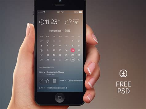 But what is a good calendar app for iphone? iPhone calendar concept PSD - Freebiesbug