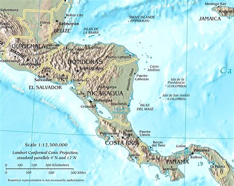 Mapa De Relieve De América Central América Central