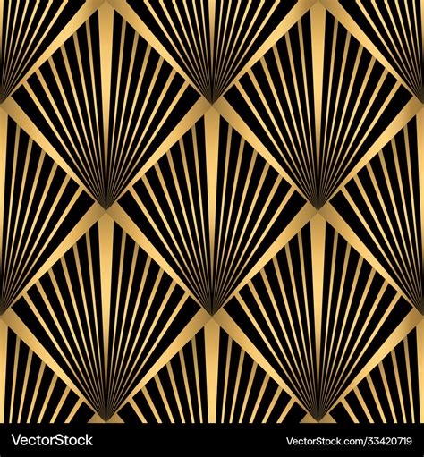 Art Deco Pattern Gold Black Background Royalty Free Vector
