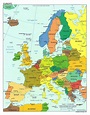 Mapa político grande de Europa, con las capitales y principales ...