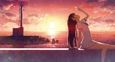 Anime manga world 26,670 188 14. Sunset anime girl sky clouds wallpaper | 4578x2489 ...