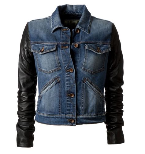 Denim Jacket With Leather Sleeves