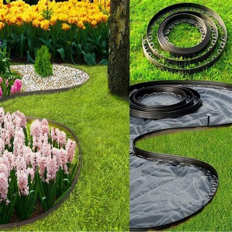 Kct 10 Metre Black Flexible Lawn Edging Border And Pegs Flower Bed