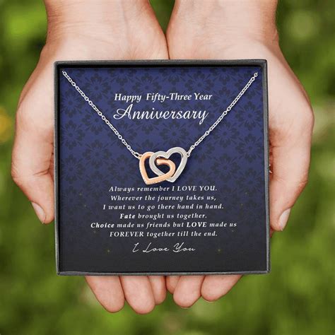 53 Year Anniversary T Interlocking Heart Necklace Jewelry Etsy