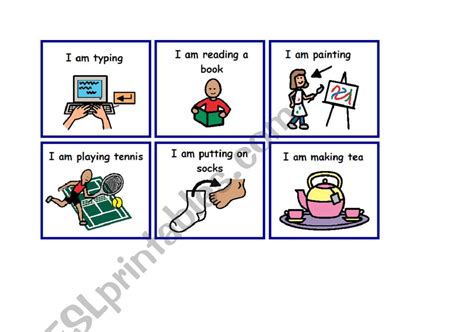 English Worksheets Charades Flashcards 2 Present Continuous