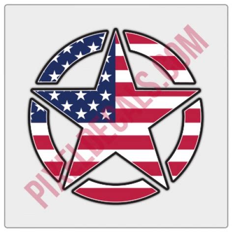 American Flag Invasion Star Decal Color
