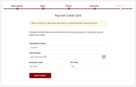 13 or 16 numbers starting with 4: Stripe WordPress Payment Gateway Plugin