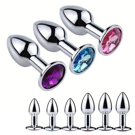 metal crystal anal plug stainless steel booty beads jewelry anal sex butt plug trainer prostate