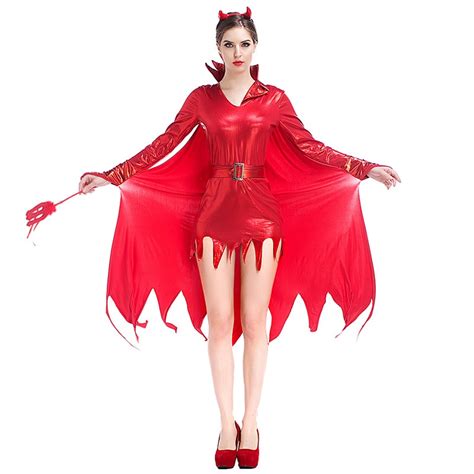 4 Piece Set Red Pvc Sexy Devil Costume Adult Cosplay Outfit Fancy Dress Plus Size Halloween