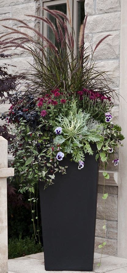 Gorgeous Fall Container Garden With Fountain Grass Pansies Ornamental