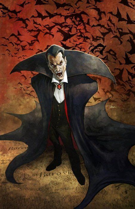 A Painting Of A Dracula With Bats In The Background