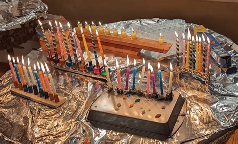 8th Night Of Chanukah With All Menorahs Fully Lit Rjudaism