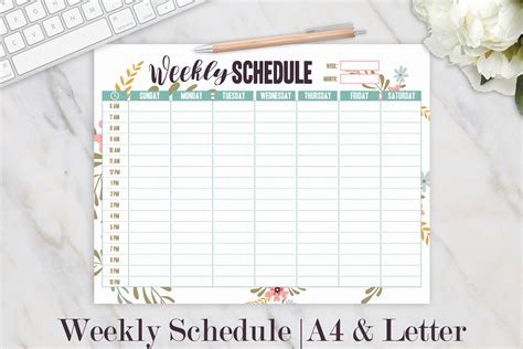 Weekly Schedule Printable Hourly Planner Weekly Organizer