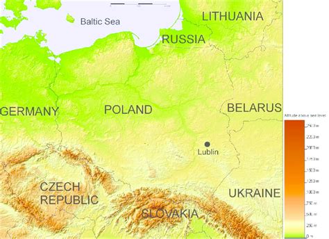 Physical Map Of East Central Europe With Location Of