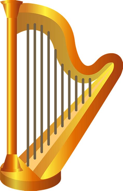 Golden Harp Clipart Transparent Background Cartoon Style Clipart