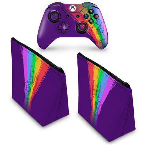 Kit Capa Case E Skin Xbox One Fat Controle Rainbow Colors Colorido