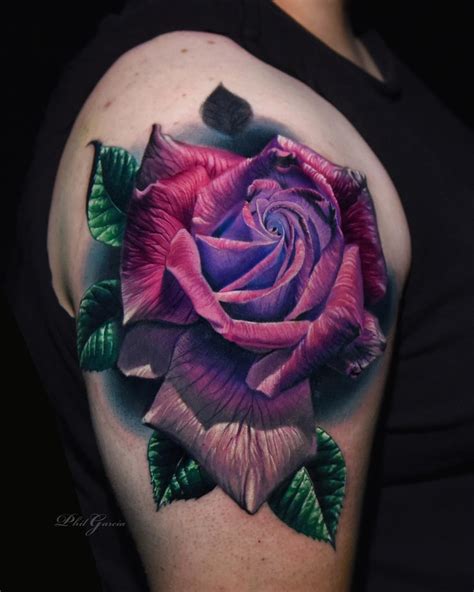 They have so many colors like red roses, white roses, pink roses, yellow roses, black roses, blue roses and etc. Color Rose Tattoos by Phil Garcia