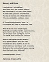 Memory and Hope - Memory and Hope Poem by Alphonse de Lamartine