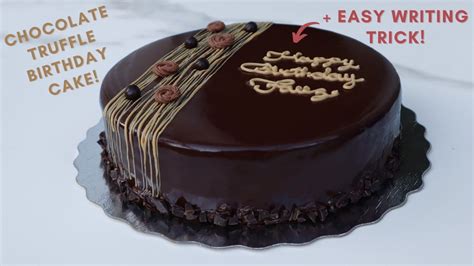 Chocolate Truffle Birthday Cake Easy Cake Writing Trick YouTube