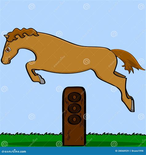 Cartoon Horse Jumping Over An Obstacle Stock Vector Illustration Of