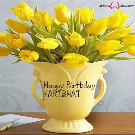 Elegant Yellow Flowers Name Wish For Birthday