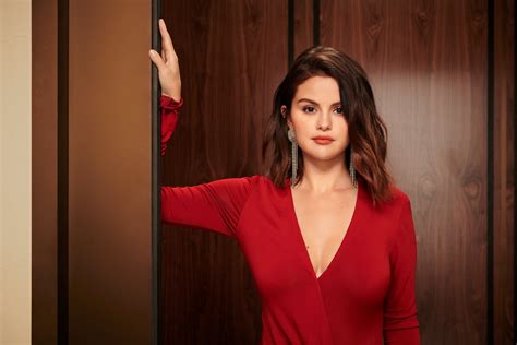 Selena Gomez Wallpaper 4k Red Dress Photoshoot Portrait
