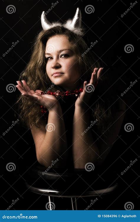 Dark Woman With Horns Stock Photo Image Of Cheerful 15084396