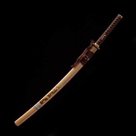 Handmade Brown Wooden Blade Unsharpened Katana Sword With Natural