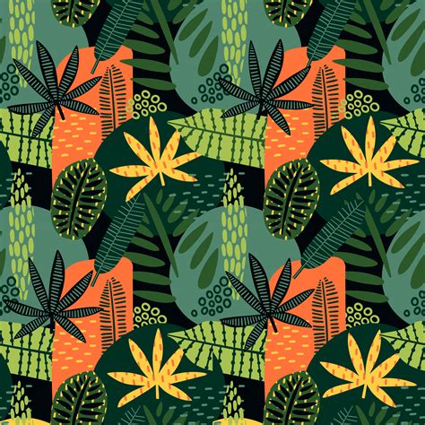 Abstract Seamless Pattern With Tropical Leaves 276527 Vector Art At