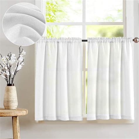 100 Wide X 36 White Sheer Cafe Curtains Curtains And Window Treatments