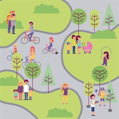 Aerial View Of People Enjoying The Park 686078 Vector Art At Vecteezy