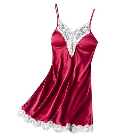 New Fashion Satin Sleepwear Women Ladies Patchwork Nightwear Nightdress