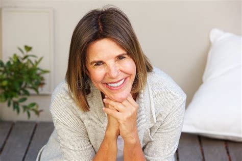 Beautiful Older Woman Smiling Outside Looking Relaxed Stock Photos