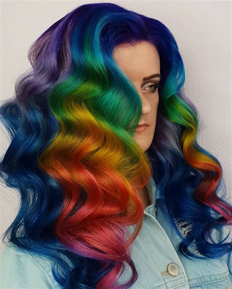 Vibrant Rainbow Curls Hair Color Beautiful Hair Color Dyed Hair