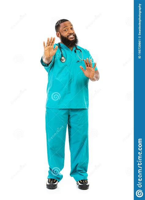 Doctor Has Hands Raised In Stop Gesture Stock Image Image Of Gesture Nurse