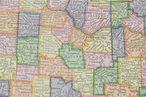 1909 Missouri And Arkansas Antique Map Etsy