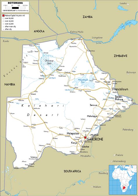 Botswana Map Road Worldometer