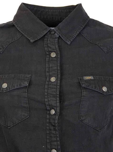 Lee Jeans Retro 1970s Classic Slim Western Denim Shirt In Black