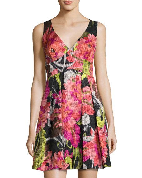 Trina Turk Sleeveless Floral Print Fit And Flare Dress Multi
