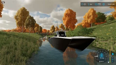 Freeman boat s přívěsem v1 0 0 0 FS22 Mod Farming Simulator 22 mod