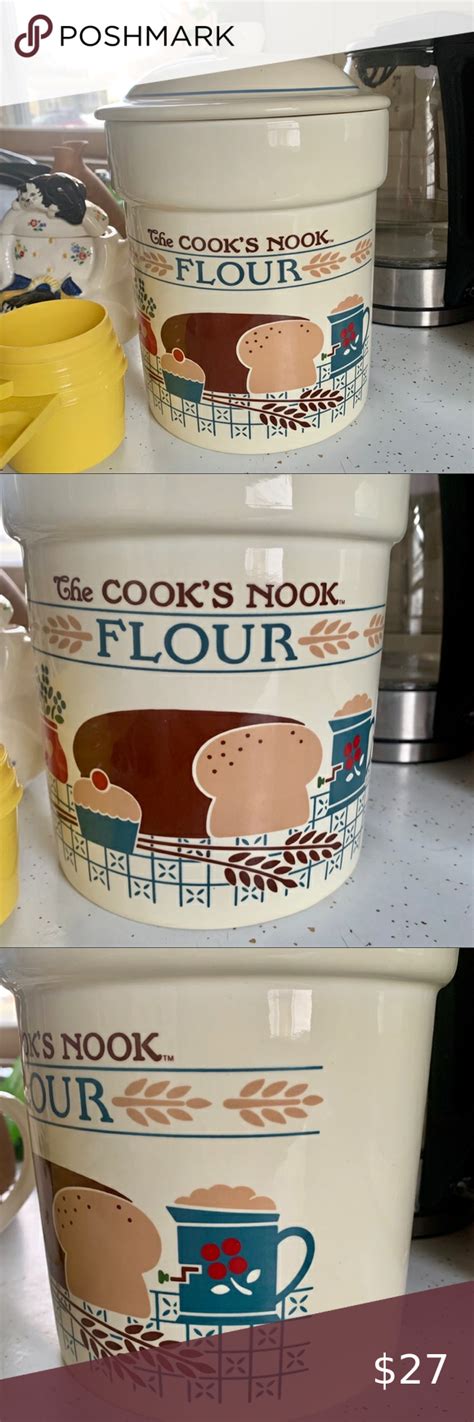 Vtg The Cooks Nook Flour Jar Flour Jar Cooking Kitchen Food Storage