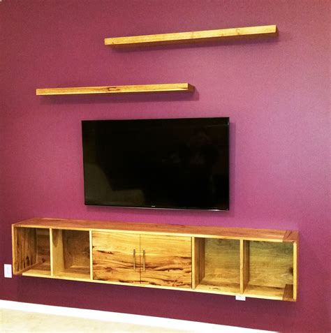 Or you can use a 2″x 6″ (which would make the opening 5 ½ tall). Floating Solid Rustic Hickory Entertainment Center with ...