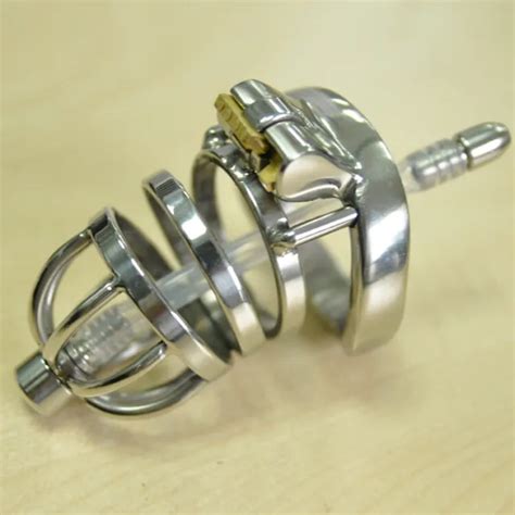 Stainless Steel Male Chastity Device With Tube Cage Ring Lock Metal Set Picclick