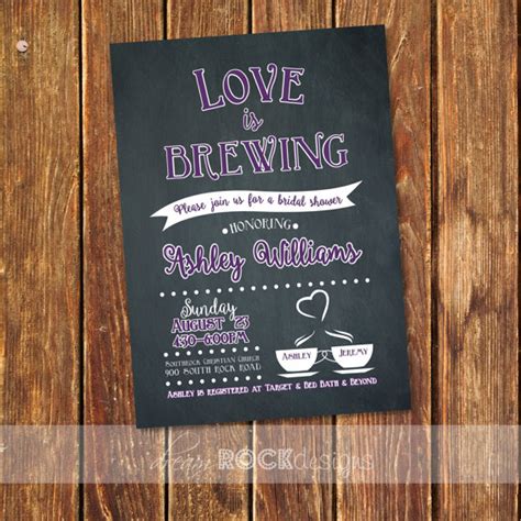 Love Is Brewing Chalkboard Bridal Shower Invite Coffee Tea Etsy