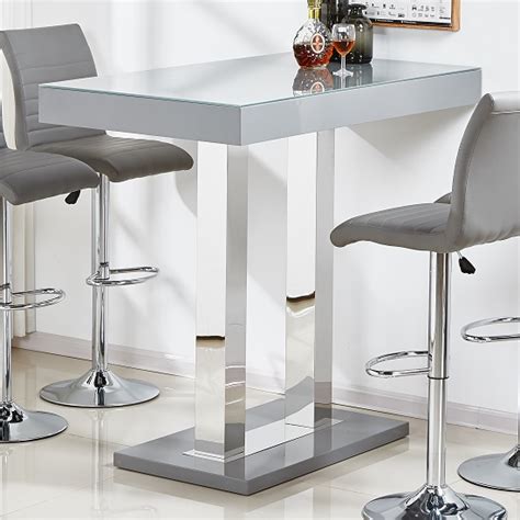 Now serving our third generation of. Caprice Glass Bar Table In Grey High Gloss And Stainless