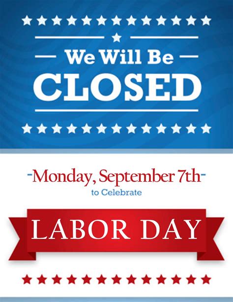 Closed Hours For Labor Day Sign Printable 2023