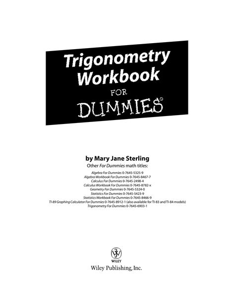 Solution Trigonometry For Dummies Studypool
