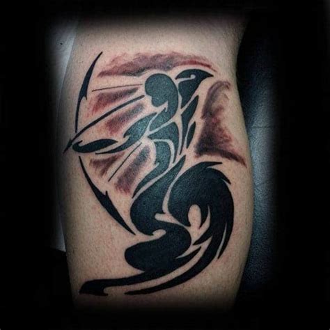 Simple black sagittarius tattoos on the leg for courage. 30 Sagittarius Tattoos For Men - Astrological Sign Designs