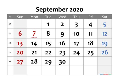 Editable September 2020 Calendar Template Nocd20m21