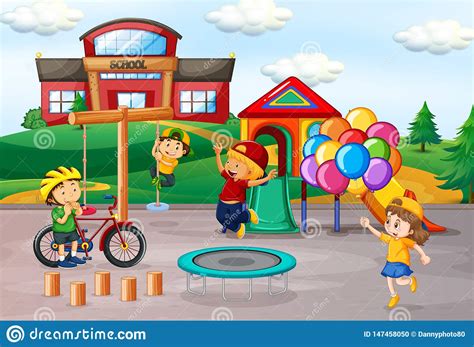 Kids Playing School Playground Stock Illustrations 1564 Kids Playing